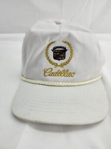 Cadillac White Rope Trucker Hat Snapback VTG Vintage