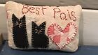 Primitive *Best Pals* Black Kitty Cats Shelf Pillow - Made From Vintage Quilt
