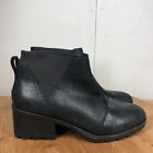 Sorel Boots Womens 9 Cate Chelsea Shoes Black Leather Casual Classic Block Heel