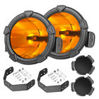 Pair 6-inch Spot Pods Amber PRO Round LED Off-Road Fog Driving Lights w/ Covers
