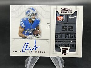 2021 National Treasures Amon-Ra St Brown RC Patch Auto 1/5