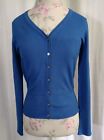 Finity Size M Petite Blue V-neck Button Front Long Sleeve Cardigan Sweater