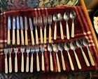 VTG MCM 29 PIECE STAINLESS STEEL FLATWARE SET MADE IN Thailand Cream See Pics