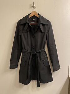 DKNY Women’s Size Small Black Trench Coat w/Zip Pockets & Belt