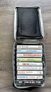 VTG 80s County Music Cassette Tapes Lot of 9 Zippered Carry Case Willie Kenny