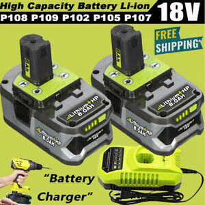 2X For RYOBI P108 18V High Capacity 8.0Ah Battery 18 Volt Lithium-Ion One+ Plus