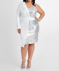 Ashley Stewart   Sequin Asymmetric Blazer Dress White  18- 20