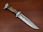 New ListingRody Stan HAND MADE D2 STEEL ACID ETCHING BLADE FULL TANG HUNTING BOWIE KNIFE