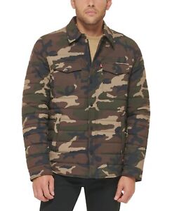 Levis Mens Quilted Jacket Camo Green Large
