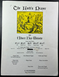 Vintage Sheet Music The Lord's Prayer, Albert Hay Malotte Med voice and Organ
