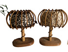 2 Pairs Louis Sognot Bamboo Rattan Bedside Lamp