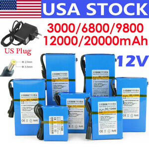 20000mAh DC 12V Portable Rechargeable Li Battery Pack w/ US Plug Charger Switch