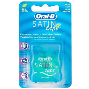 Oral-B Satin Tape Dental Floss Wide Satin Like Ribbon Mint Flavor 25 M/27 Yards