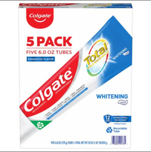 Colgate Total Whitening Toothpaste, Enhanced Mint Flavor, 5 - Pack (6 oz. Tubes)