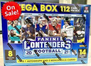 New Sealed 2021 Panini Contender Football NFL (Mega Box 112 Cards) 1 Auto 2 Mems
