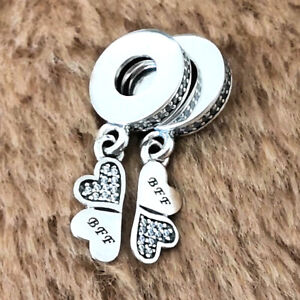 Authentic 925 Sterling Silver Best Friends Forever Pendant Dangle Charm NEW 100%