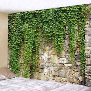 Green Plant Stone brick Extra Large Tapestry Wall Hanging Background Fabric 50s