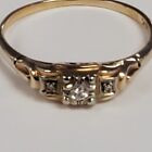 VINTAGE SOLID 14K GOLD 0.02 CT TW NATURAL DIAMONDS ENGAGEMENT RING, SIZE 6.5