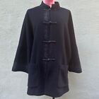 Mandarin Square Wool Coat Long Sleeve Black Cocktail Party Jacket Women XL