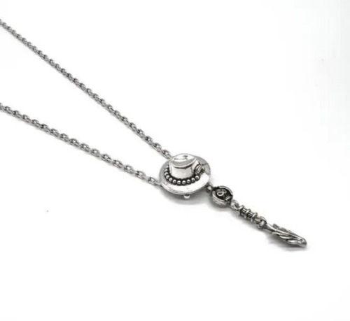 One Piece Portgas D Ace Silver Chain Necklace Hat Zinc Alloy Accessory Rare Used