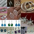 Women Silver Rhinestone Stud Hoop Dangle Earrings Wedding Jewelry Earring