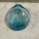 Blue Aqua Crate & Barrel Hand Blown Studio Art Glass Wall Pocket Flower Vase