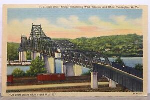 West Virginia WV Huntington Ohio River Bridge Postcard Old Vintage Card View PC