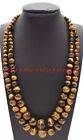 2 Rows 6-14mm Natural Yellow Tiger's Eye Gemstone Round Beads Necklace 18-20''