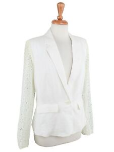 BCBG Paris Women's Blazer Jacket, Linen, Lace Sleeves $178 ICF4Z915