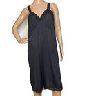 Vintage Cabernet Slip Dress Sleeveless Nightgown Black Undergarment Sz 44” XL