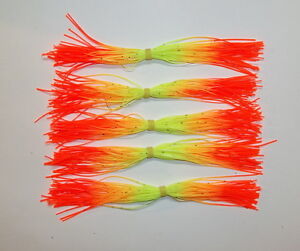 5 Custom Silicone Spinnerbait Skirts(Chart/Orange Tips)-Bass Fishing-Fishing-NEW