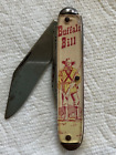 Old Vintage Made In USA Novelty Cowboy Pocket Knife Buffalo Bill