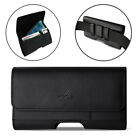 Agoz Leather Sideways Phone Case Pouch Holster with Belt Clip Credit Card Holder