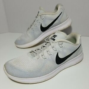 Nike Women's Free RN White Black Platinum Running Shoes Size 8 880840-101