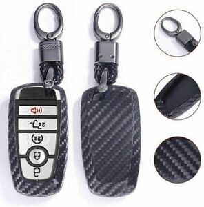Carbon Fiber Key Fob Case Cover Chain Smart Fits For Ford Fusion F150 Explorer (For: More than one vehicle)