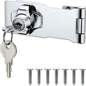 2 Pack Keyed Hasp Locks with Keys 4 Inch Chrome Plated Twist Knob Keyed Locki...