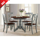 Round Dining Table Set 5-Piece Farmhouse Rustic Kitchen Wood Tables and Chairs