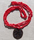 Triple Strand dyed Red Coral Necklace - Vintage