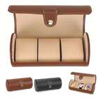 3 Slot Watch Roll Travel Case Portable Leather Display Jewelry Storage Box
