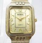 Men's Benrus Quartz  Analog 32mm Dial Gold Tone Causal Square Watch (E15) BN201M