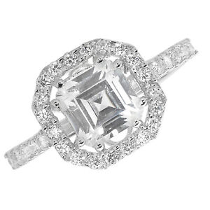 SPRING SALE Sterling Silver Square ClusterCubic Zirconia Ring, Size N (7453)