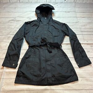 Columbia Jacket Black Omni-Shield Hooded Rain Trench Coat Belted Women's Size XS