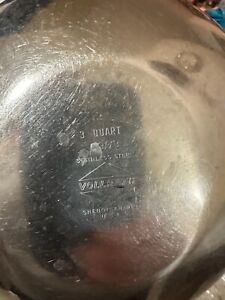 Vintage Vollrath Stainless Steel 3 Qt Model 6903 Mixing Bowl