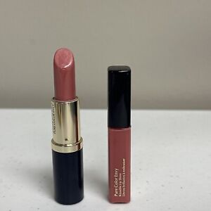 2XNEW Estee Lauder Lipstick Lip Gloss Set: 221 Pink Parfait & 112 Angel Gleam