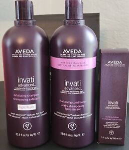 Aveda Invati Advanced LIGHT  Shampoo & Conditioner 33.8oz +Scalp Revitalizer 5oz