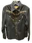 Scully Western Men’s Shirt M Long Sleeve Black Gold Notes Pearl Snaps M