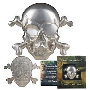 2022 Treasure Island Skull 5 oz Silver Coin - Barbados