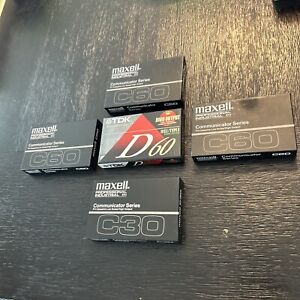 New Listing(4) Maxell C60 Communicator Series Cassette Tapes, (1) TDK D90 Lot Of (5)