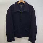 Rrl Ralph Lauren Double RL Black Wool Blend Full Zip Bomber Jacket XL Vintage
