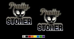 (2) PRETTY STONER WEED GIRL Vinyl Decal Set - CUSTOM SIZE COLOR CARS,TRUCK